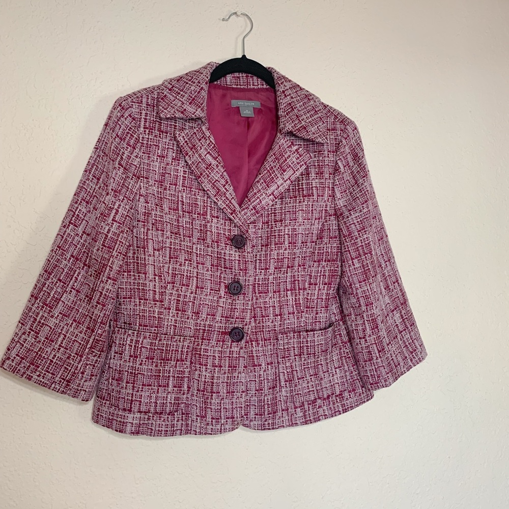 Ann Taylor Raspberry Tweed Blazer